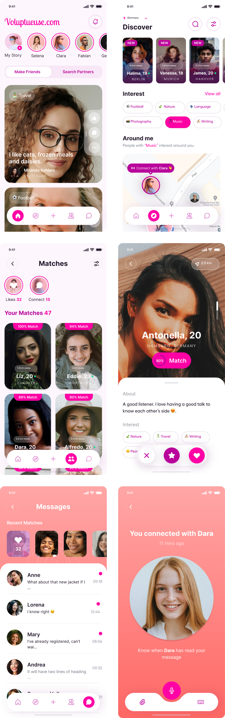 Dating app chat interface showing conversation flow